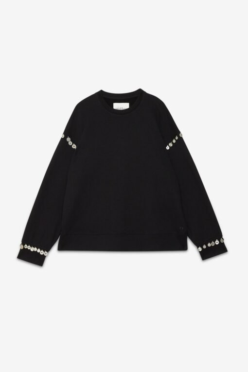 Pure cotton sweatshirt with sleeve embellishments