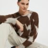 Wool and mohair blend sweater with round neckline