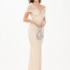 Acati Butter Long Dress with Rhinestones