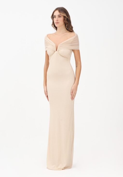Acati Butter Long Dress with Rhinestones