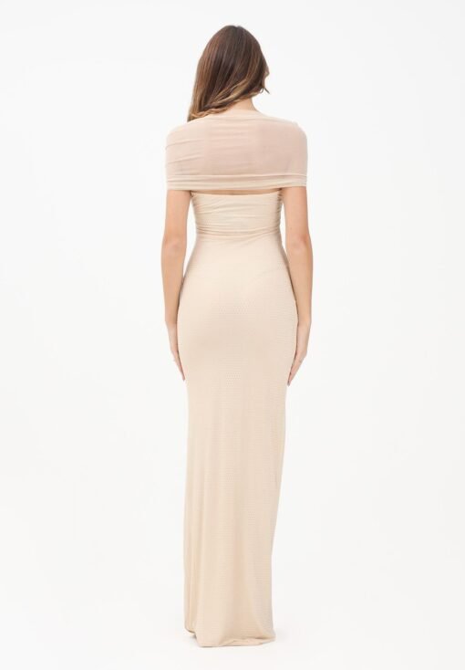 Acati Butter Long Dress with Rhinestones
