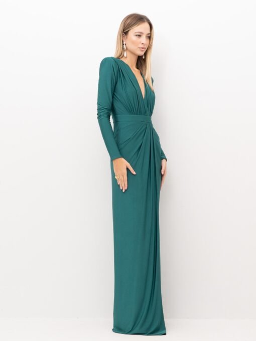 Abina – Long dress with deep neckline in jersey