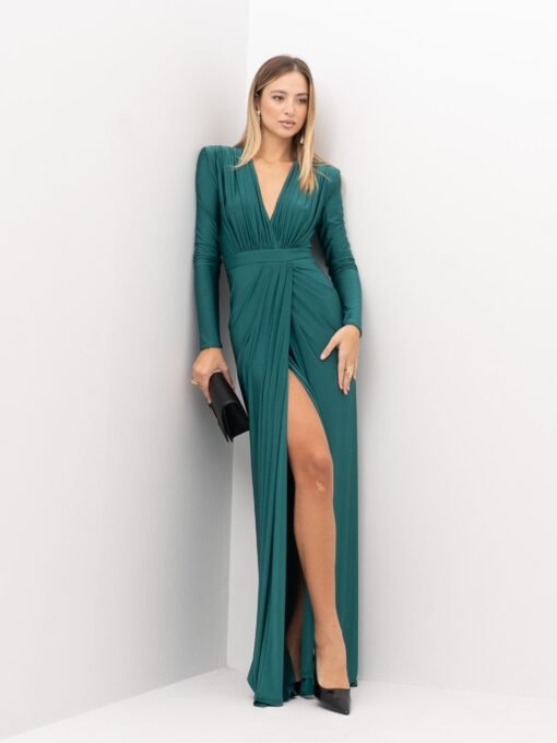 Abina – Long dress with deep neckline in jersey